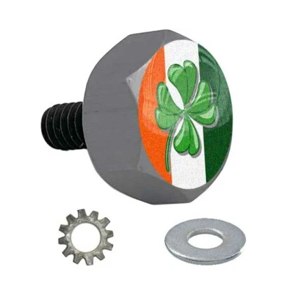 Gris Gunmetal - Perno de asiento hexagonal de aluminio Billet para Harley - Bandera de trébol irlandés NT Foto 1 de 4