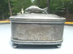 Vintage silver plate jewelry box ,fish finial lid by Simpson Hall Miller & CO. - Picture 1 of 12