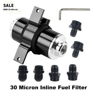 Universal AN6 AN8 AN10 Inline Fuel Filter with Bracket Cleanable 30 Micron Black - Foto 1 di 7