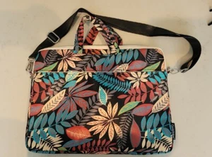 Floral Printed Canvas Laptop Bag Messenger W/Shoulder Strap&carry handles - Picture 1 of 7