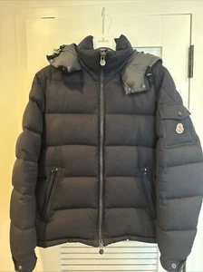 Moncler MONTGENEVRE Wool Hooded puffer Down Jacket Navy Men's size 5 - Picture 1 of 11