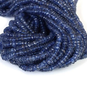 Piedra preciosa de iolita azul natural 4 mm cuentas sueltas redondas para joyería 20 cm cadena - Imagen 1 de 4
