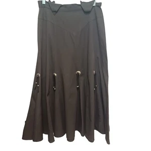 Vintage Circle J By Marilyn Lenox Black Long Western Cowgirl Skirt Women's 13/14 - Picture 1 of 8