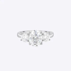 Anillo de boda de diamantes cultivados en laboratorio con certificación IGI de corte ovalado de 2,20 quilates platino 950 real - Imagen 1 de 12