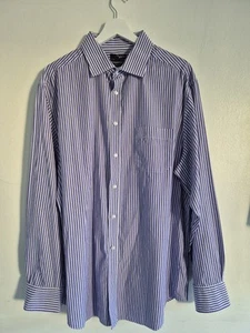 Thomas Nash Gents Long Sleeve Blue Striped Shirt Size 17.5". - Picture 1 of 6