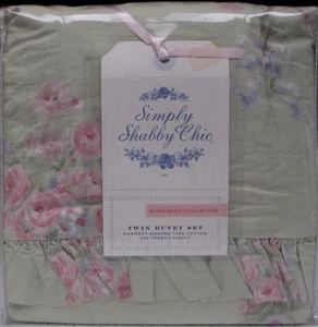 Neu Simply Shabby Chic Blush Beauty Grün Bouquet Rose Rüschen Bettwäscheset - Twin - Bild 1 von 16