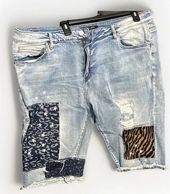 Pantalones Cortos Embellish Para Hombre Talla 42 Azul Denim con Parches Mezcla de Algodón 🔥🔥🔥 Foto 1 de 4