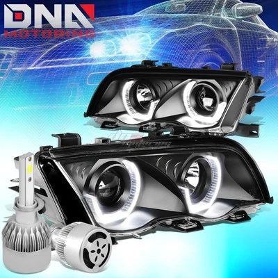 FARO PROYECTOR NEGRO + LÁMPARA DE ESQUINA + LED BLANCO H1 OCULTO CON VENTILADOR AJUSTE 99-01 BMW E46 Foto 1 de 4
