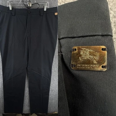 Pantalones Burberry SIN DOBLADILLO Azul Marino Pantalones Talla 48 Mezcla Algodón España ACTL 38X36 Foto 1 de 4