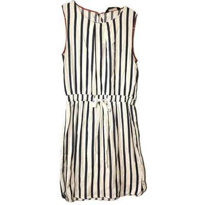 Zara Basic Women's S Navy Striped Cotton Sleeveless Dress coastal Preppy beach - Image 1 of 4