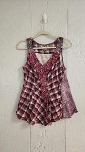 Anthropologie One September Rose Farm Damen-Tanktop Größe Medium kariert rot - Bild 1 von 12