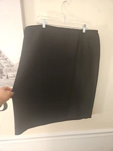 Talbots Black Lined Skirt Size 16W Back Zip With Partial Elastic Waist - Picture 1 of 19