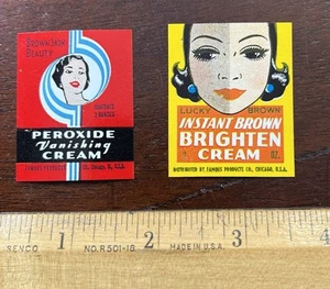 2 NOS Labels, Lucky Brown Brighten Cream, Brown Skin Peroxide Vanishing Cream - Picture 1 of 2