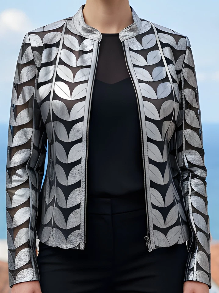 Jaqueta Feminina de Couro Folha Jaqueta Feminina de Couro Feminina de Couro Todos os Tamanhos - Imagem 1 de 4