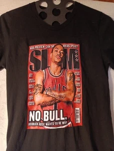Chicago Bulls Derrick Rose T Shirt Mens Small Black Slam Cover VG Fast Shipping - Picture 1 of 6