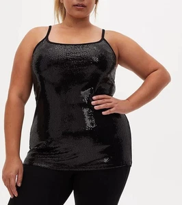 Torrid Plus Size 1, 1X, 14/16 Black Sequin Front Foxy Cami NWT - Picture 1 of 8
