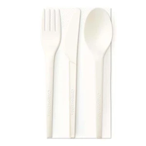 Tris Bio Besteck Gabel mit Tuch Serviettenlöffel 1V 500tlg - Restaurant - Bild 1 von 4