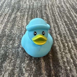 Rubber Duck Sky Blue Derby Hat Car Jeep Home Office Bowler Ornament Retro Ducky - Picture 1 of 9