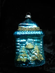 Haus , türkis ,Weihnachten ,alter Christbaumschmuck , Glas ,50erJahre - Bild 1 von 2