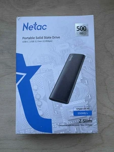 Netac 500GB Portable SSD USB 3.2 Gen 2 10 Gbps Type-C External Z-Slim - Picture 1 of 6