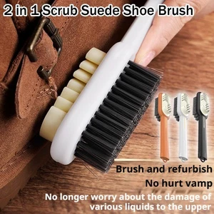 2 in 1 Scrub Suede Shoe Brush, Rubber Polish Eraser Soft with BristleBrush Y8O4 - Picture 1 of 23