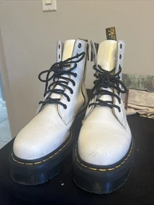 Dr. Martens Jadon Plateau-Kampfstiefel Damengröße 8 weißes Glattleder - Bild 1 von 8