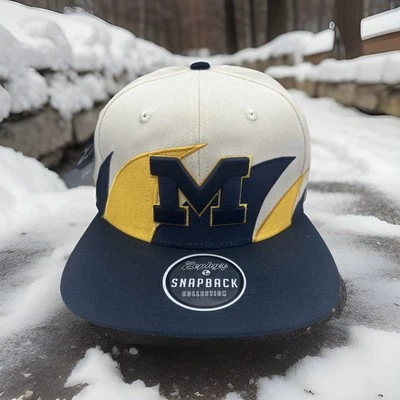 Michigan Wolverines Hat Zephyr Z Hat Retro Sharktooth Perform Snapback Cap H92 - Image 1 of 4
