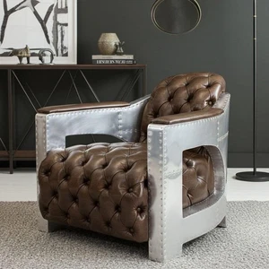 Aircraft Clubsessel Ledersessel Braun Leder Cocktailsessel Sessel Loungesessel - Bild 1 von 5