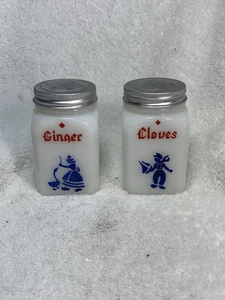 Vintage Hazel Atlas olandese vetro latte hoosier shaker con coperchio chiodi di garofano zenzero bianco - Foto 1 di 4