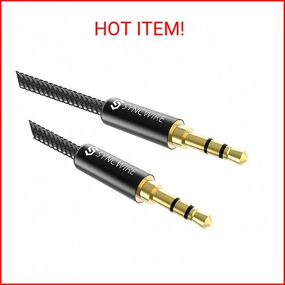 Cable auxiliar trenzado de nailon Syncwire de 3,5 mm (3,3 pies/1 m, sonido Hi-Fi), audio auxiliar I Foto 1 de 2