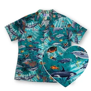 RJC Vintage Men’s XL Hawaiian Shirt Ocean Life Coral Reef Scenic Camp Collar - Picture 1 of 11