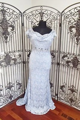 G1357 VESTIDO FORMAL RACHEL ALLAN 1271 LT AZUL TALLA 14 $599 GRADUACIÓN CONCURSO NUEVO CON ETIQUETAS Foto 1 de 4