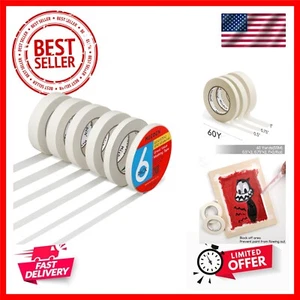 6 Packs White Artist Tape, 0.5" 0.75" 1.0" x 60 Yard, Multi-Sized Masking Art... - Picture 1 of 8