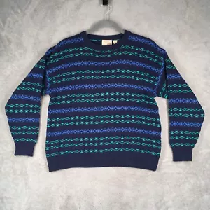 Vintage The Fox Collection Sweater Mens Large Blue Pullover Grandpa Made In USA - Picture 1 of 8