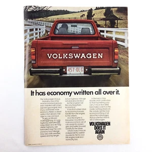 Camioneta pickup VOLKSWAGEN 1980 roja anuncio impreso de colección económico escrito por todas partes - Imagen 1 de 1