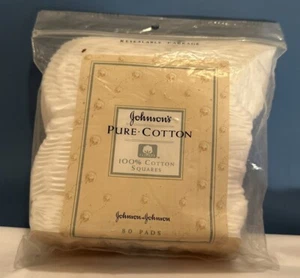 Vintage Johnson’s Pure Cotton Square 80 almohadillas NUEVO SELLADO 1992 sin blanqueamiento - Imagen 1 de 2