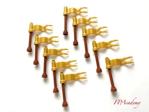10 Sets New LEGO Streamer Metallic Gold Flag 4 x 1 with Right Wave (4495/3957) - Foto 1 di 1