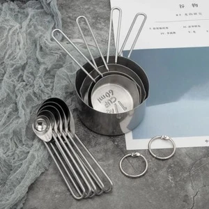 8Pcs Accurate Nesting Cups Stainless Steel Stackable Measuring Spoon Set Tea - Picture 1 of 15