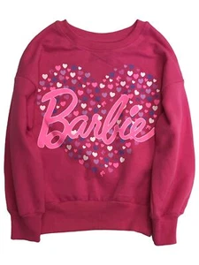 Girls Hot Pink Fuchsia Heart Barbie Sweatshirt Sweat Shirt - Picture 1 of 2