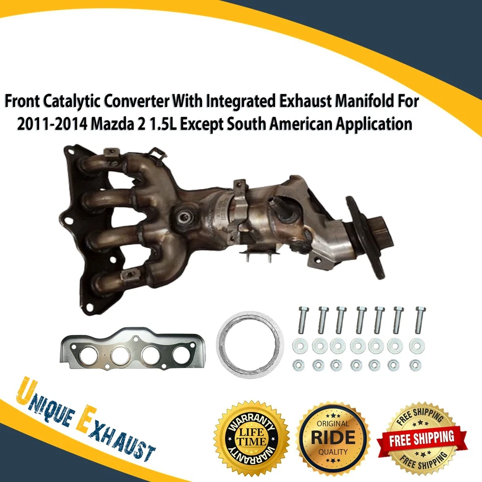 Conversor catalítico frontal com coletor de escape integrado para 2011-2014 Mazda2 1,5L - Imagem 1 de 4