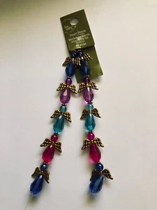 BLUE, PURPLE, AQUA & DARK PINK FACETED GLASS METAL ANGELS FOR EARRINGS KEYCHAINS - Picture 1 of 1