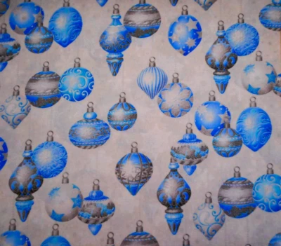 Kaufman Fabric 1/2 Yard Holiday Flourish Ornament Silver Wht Christmas Cotton 1 - Image 1 of 3