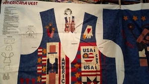 COTTON PANEL~ "AMERICANA VEST"   DREAMSPINNERS BY CRANSTON VIP RED, WHITE & BLUE - Picture 1 of 4