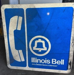 ILLINOIS BELL SIGN DOUBLE SIDED BLUE WHITE METAL SIGN vintage - Picture 1 of 4