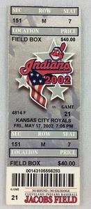 MLB 2002 05/17 Kansas City Royals at Cleveland Indians Ticket-Chuck Knoblauch HR - Picture 1 of 1