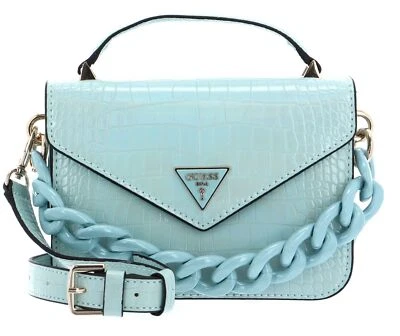GUESS Corina Mini Top Handle Flap Handtasche Abendtasche Tasche Ice blue mint - Bild 1 von 4