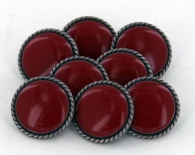 BUTTONS 8 PIECES Metal Red Onyx Rope Buttons from Stubbs Western Wear - Image 1 of 2