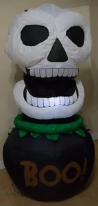 Halloween 6 ft Animated Mouth Skull in Cauldron Airblown Inflatable NIB - Picture 1 of 3