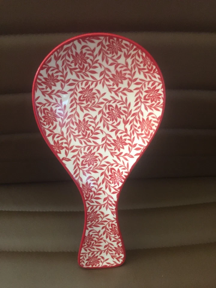 Red & White Flowered Spoon Rest 4.75" X 10" New No Tag - Image 1 of 1