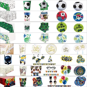 Platos de fiesta temáticos pancarta globos niños fiesta de cumpleaños decoración superhéroe diversión - Imagen 1 de 63